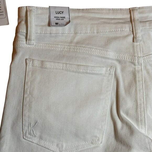 Kut From The Kloth Lucy High Rise Wide Leg White Denim Jeans Size 12 NWT - Picture 5 of 6